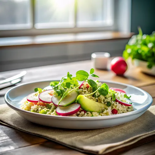 สลัดควินัวและอะโวคาโดป่นหอม